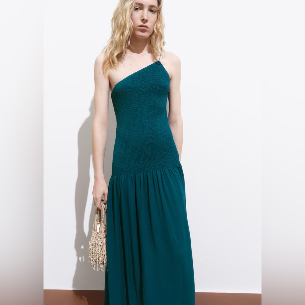 MANGO ASYMMETRICAL DRESS WITH GATHERED BODY SIZE 2
